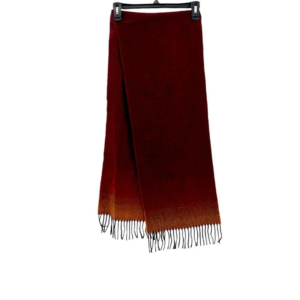 Cashmere Red/Orange Ombre Scarf Made in Scotland Scottish 100% Cashmere Unisex